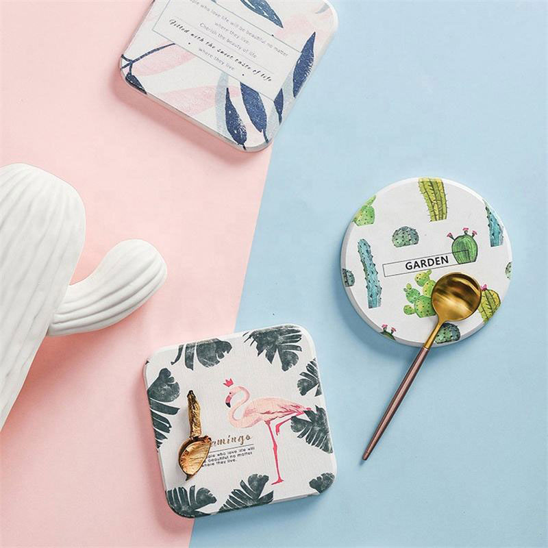 CM0005 Posavasos Antideslizante de Tierra de Diatomeas con Impresión Divertida Posavasos de Taza Linda de Diatomeas