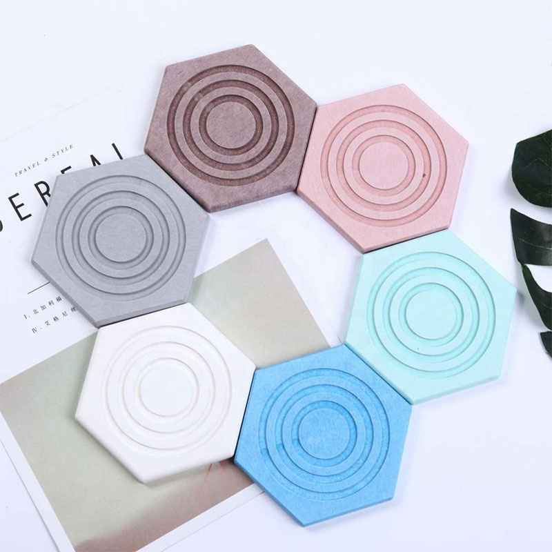CM0007 Posavasos Absorbente sin Olor de Secado Rápido con Forma Hexagonal Portavasos de Barro de Diatomeas