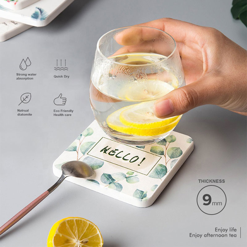 CM0005 Posavasos Antideslizante de Tierra de Diatomeas con Impresión Divertida Posavasos de Taza Linda de Diatomeas