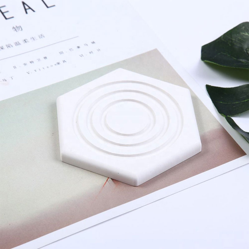 CM0007 Posavasos Absorbente sin Olor de Secado Rápido con Forma Hexagonal Portavasos de Barro de Diatomeas