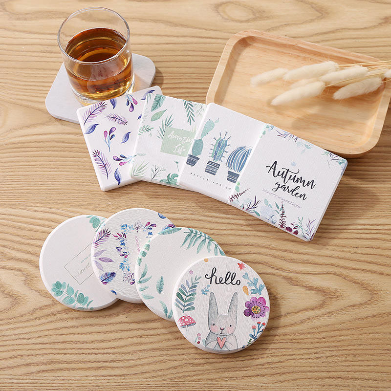 CM0005 Posavasos Antideslizante de Tierra de Diatomeas con Impresión Divertida Posavasos de Taza Linda de Diatomeas