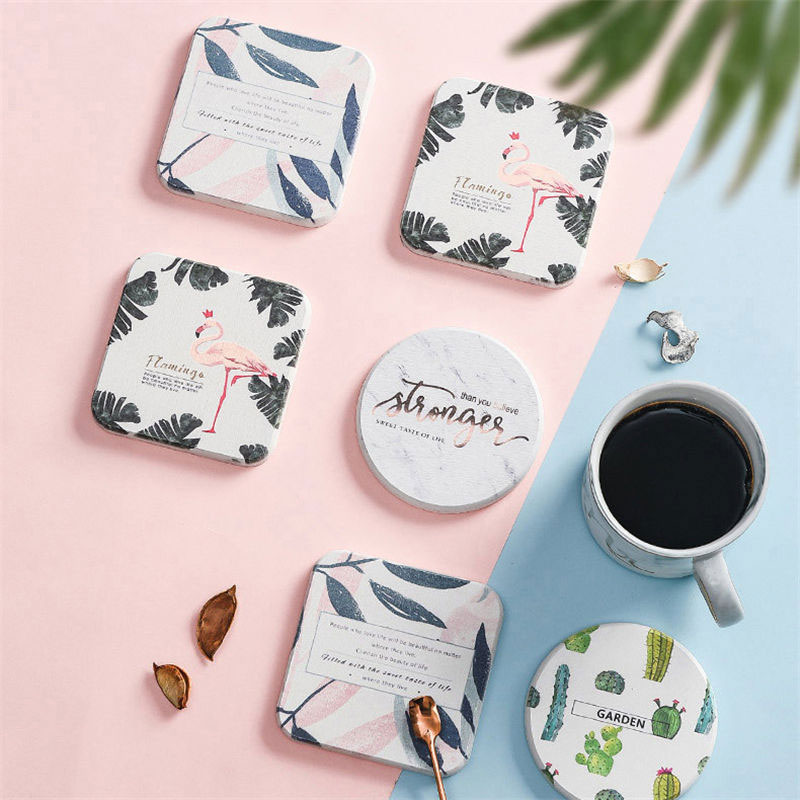 CM0005 Posavasos Antideslizante de Tierra de Diatomeas con Impresión Divertida Posavasos de Taza Linda de Diatomeas