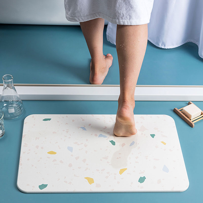 JD0004 Alfombrilla de Baño de Piedra de Diatomita con Estampado de Terrazo Personalizado